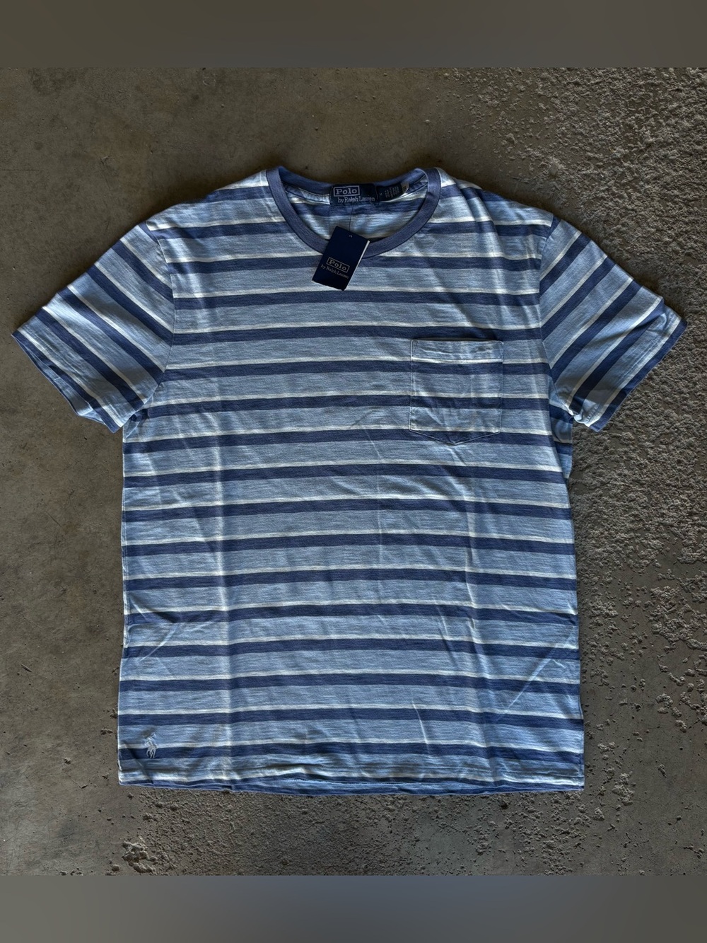 Polo Ralph Lauren Standard Fit Striped Jersey T-Shirt Blue White NWT Preppy USA